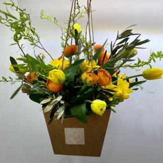 bouquet, tulipani, ranuncoli, box